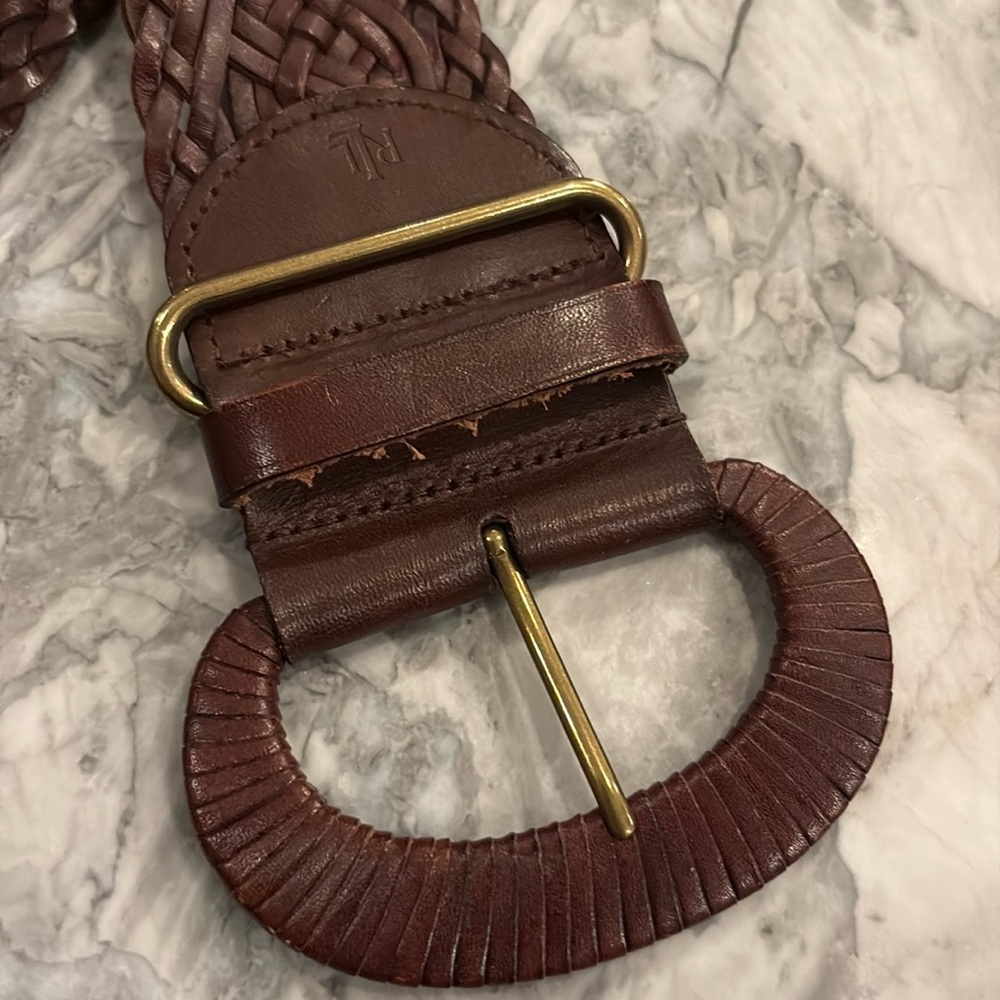 Vintage brown women’s Ralph Lauren braided leather belt, size Large
